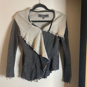 BNCI zip up frayed sweatshirt with slanted zipper, small